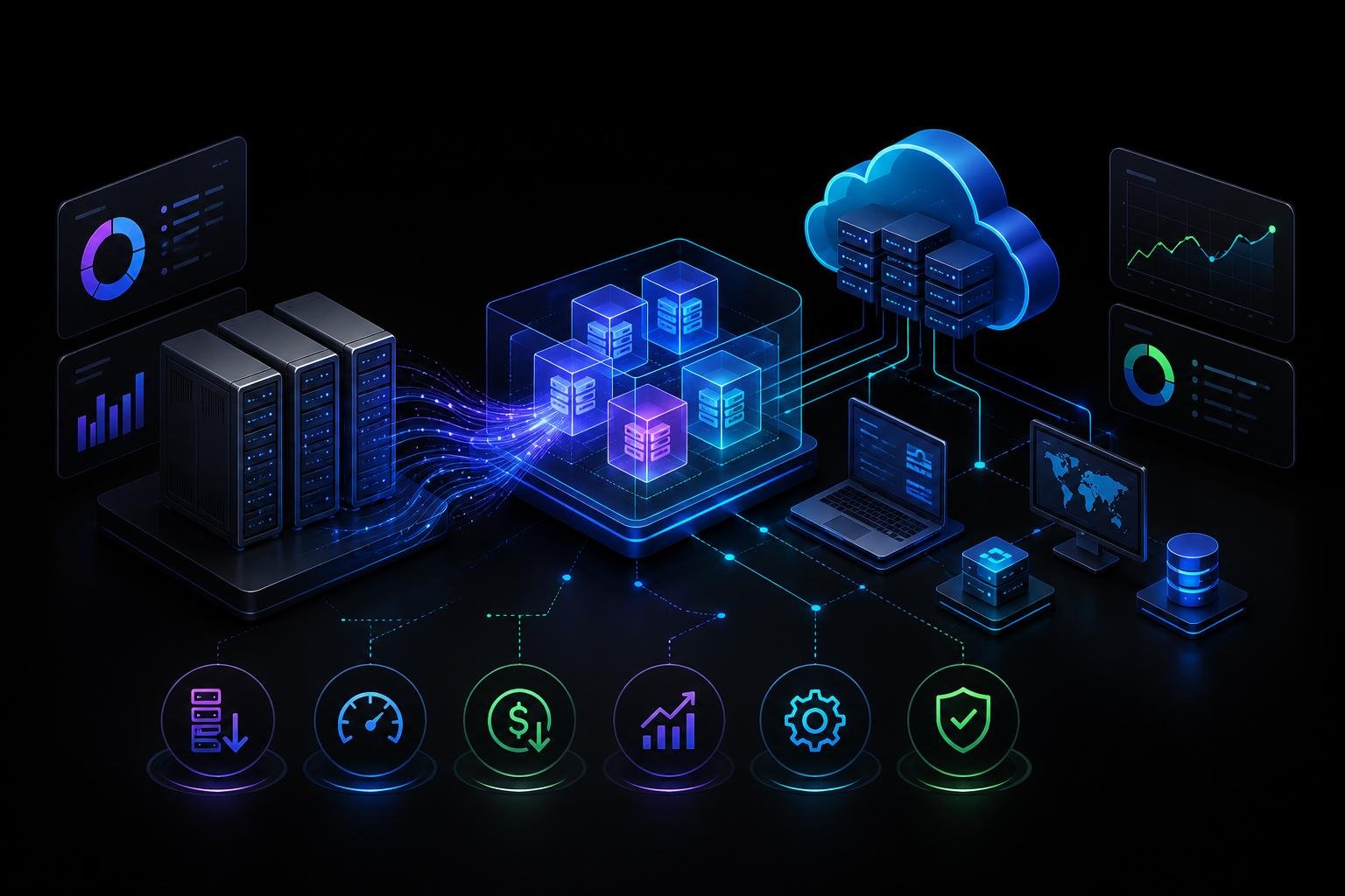 Server virtualization abstracting workloads from physical hardware